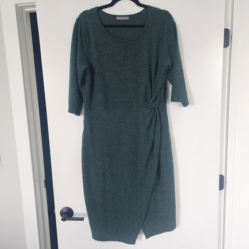 Loveappella Forest Green Long Sleeve Dress